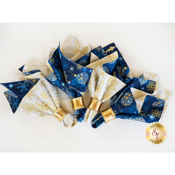  Cloth Napkins Kit - Christmas Joy - Blue - Makes 4