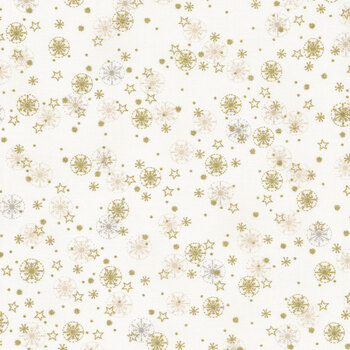 Stof Christmas - Frosty Snowflake 4590-130 Cream/Gold by Stof Fabrics