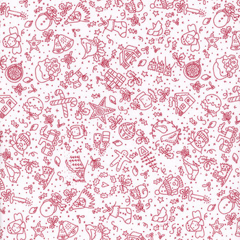 Redwork Christmas 843-08 Cream by Mandy Shaw for Henry Glass