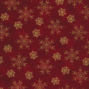 Stof Christmas - Frosty Snowflake 4590-402 Red/Gold by Stof Fabrics