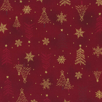 Stof Christmas - Frosty Snowflake 4590-403 Red/Gold by Stof Fabrics