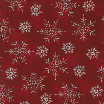 Stof Christmas - Frosty Snowflake 4590-416 Red/Silver by Stof Fabrics