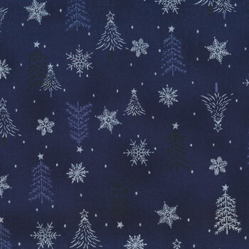 Stof Christmas - Frosty Snowflake 4590-602 Blue/Silver by Stof Fabrics