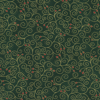 Stof Christmas - Frosty Snowflake 4590-809 Green/Gold by Stof Fabrics REM #4