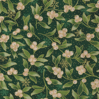 Stof Christmas - Twinkle 4590-002 Dark Green Mistletoe by Stof Fabrics