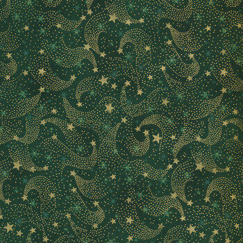 Stof Christmas - Twinkle 4590-006 Green Shooting Star by Stof Fabrics