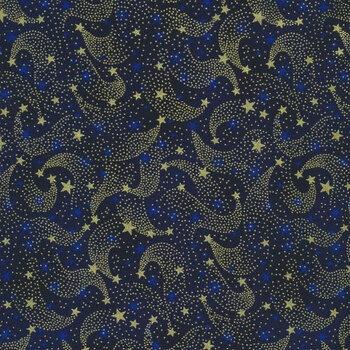 Stof Christmas - Twinkle 4590-008 Blue Shooting Star by Stof Fabrics
