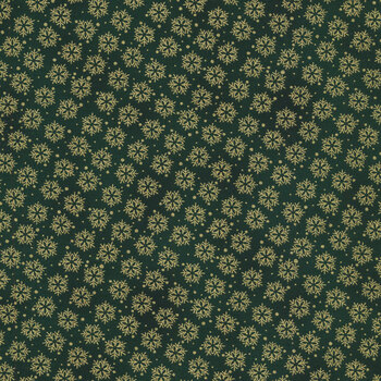 Stof Christmas - Twinkle 4590-014 Green Tiny Snowflakes by Stof Fabrics