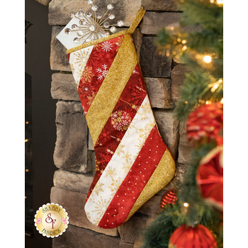  Quilt As You Go Holiday Stocking - Christmas Joy - Red