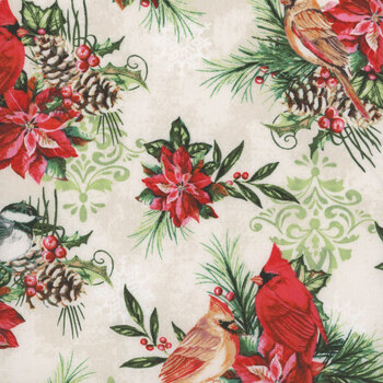 Holiday Greetings 53603-2 Winter Songbirds by Windham Fabrics