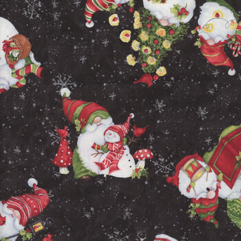 Baby, It's Gnomes Outside 39802-931 Black by Susan Winget for Wilmington Prints