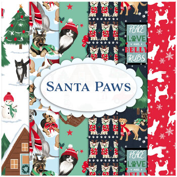 Santa Paws  Yardage by Jo Taylor for 3 Wishes Fabrics