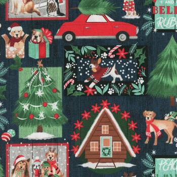 Santa Paws 20751-NVY by Jo Taylor for 3 Wishes Fabrics