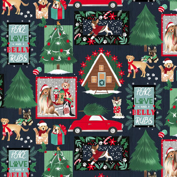Santa Paws 20751-NVY by Jo Taylor for 3 Wishes Fabrics