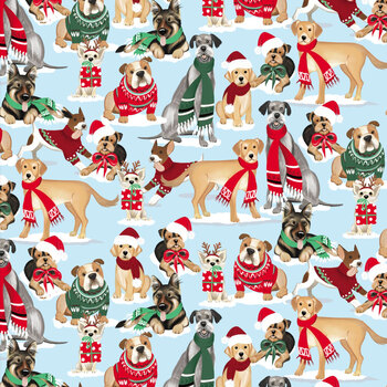 Santa Paws 20752-BLU by Jo Taylor for 3 Wishes Fabrics