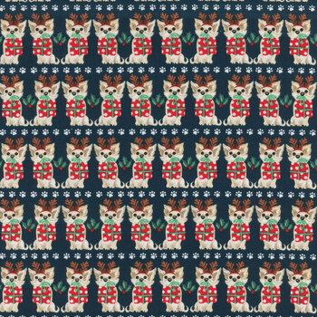 Santa Paws 20755-NVY by Jo Taylor for 3 Wishes Fabrics