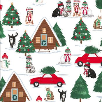 Santa Paws 20756-WHT by Jo Taylor for 3 Wishes Fabrics
