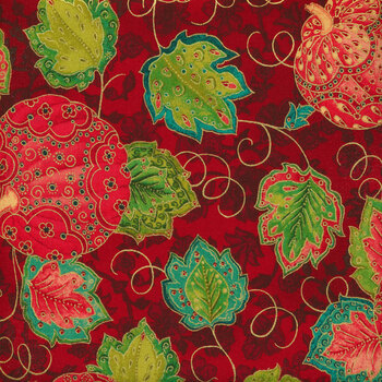Jeweled Leaves 21607-91 Crimson from Robert Kaufman Fabrics