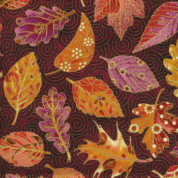 Jeweled Leaves 21608-221 Aubergine from Robert Kaufman Fabrics