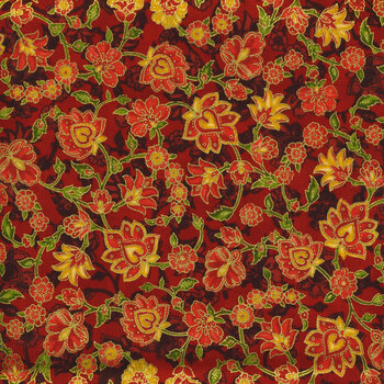 Jeweled Leaves 21610-91 Crimson from Robert Kaufman Fabrics
