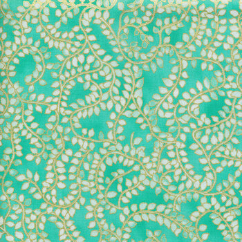 Jeweled Leaves 21611-70 Aqua from Robert Kaufman Fabrics