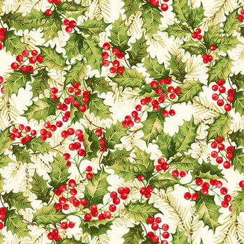 Holly Berry Park 7268-33 Cream by Art Loft for Studio E Fabrics