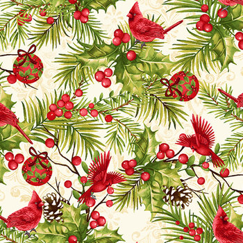 Holly Berry Park 7270-33 Cream by Art Loft for Studio E Fabrics ...