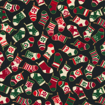 Holiday Charms 21621-2 Black from Robert Kaufman Fabrics