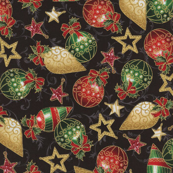Holiday Elegance V7168-4G Black Gold by Hoffman Fabrics