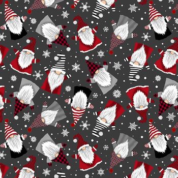 Gnome for the Holiday 2023 GAIL-CD1364 Charcoal by Timeless Treasures