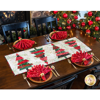  Crazy Christmas Trees Table Runner Kit - Winter Sparkle - Artisan Batiks