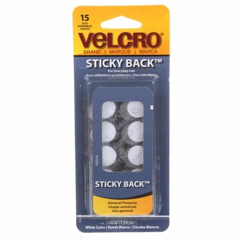 Velcro Brand Fastener Sticky Back Coin - White - 5/8in
