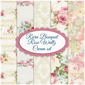 Ruru Bouquet- Rose Waltz  5 FQ Set Cream by Quilt Gate