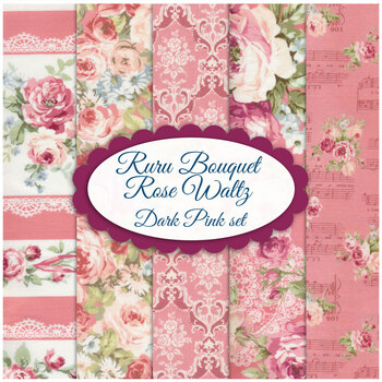 Ruru Bouquet- Rose Waltz  5 FQ Set Dark Pink by Quilt Gate