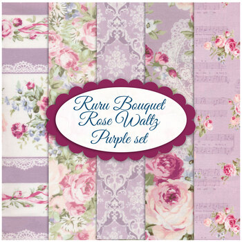 Ruru Bouquet- Rose Waltz  5 FQ Set Purple by Quilt Gate