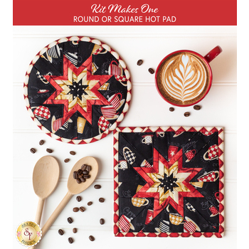  Folded Star Hot Pad - Coffee Always - Round OR Square - Black