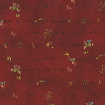 Irish Blessing 2366-88 Words Red by Janet Rae Nesbitt for Henry Glass Fabrics