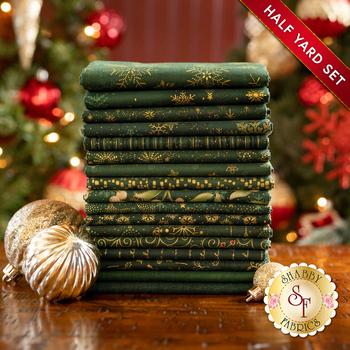 Stof Christmas  - 17 Half Yard Set Green/Gold by Stof Fabrics