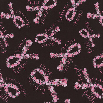 Pink Ribbon CD2383-BLACK by Gail Cadden for Timeless Treasures Fabrics