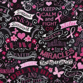 Pink Ribbon GAIL-C3999-BLACK by Timeless Treasures