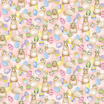 Hoppy Hunting 1060-22 Bunnies and Eggs by Kitten Studio for Henry Glass Fabrics