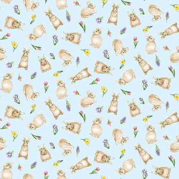 Hoppy Hunting 1062-55 Tossed Bunnies by Kitten Studio for Henry Glass Fabrics