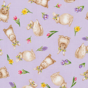 Hoppy Hunting 1062-55 Tossed Bunnies by Kitten Studio for Henry Glass Fabrics