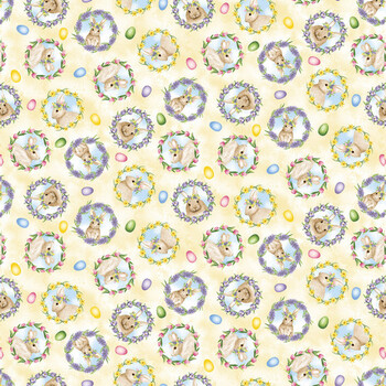 Hoppy Hunting 1064-33 Bunny Medals by Kitten Studio for Henry Glass Fabrics