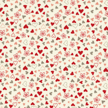 I Love Us C13964-CREAM Scattered Hearts by Riley Blake Designs
