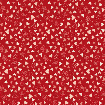 I Love Us C13964-RED Scattered Hearts by Riley Blake Designs REM