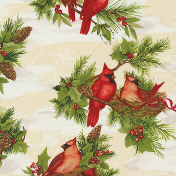 Cardinal Noel 39638-117 Cardinals Cream by Wilmington Prints
