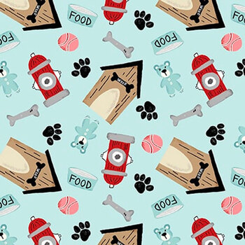 Paw-sitively Awesome 7450-11 Lt Blue by Sweet Cee Creative from Studio E Fabric