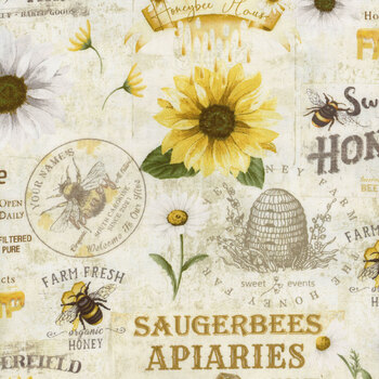 Honey Bee Farm CD2391-GREY from Timeless Treasures Fabrics