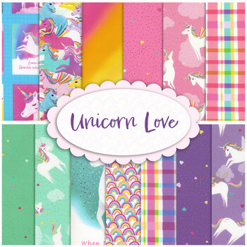 Unicorn Love  12 FQ Set + 1 Panel from Clothworks